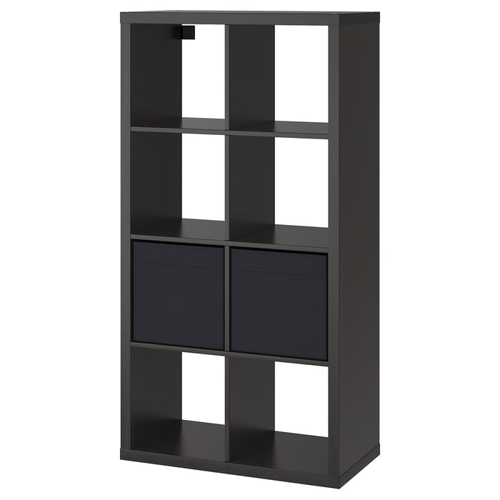 KALLAX shelving unit with 2 inserts, blackbrown, 77x147 cm IKEA