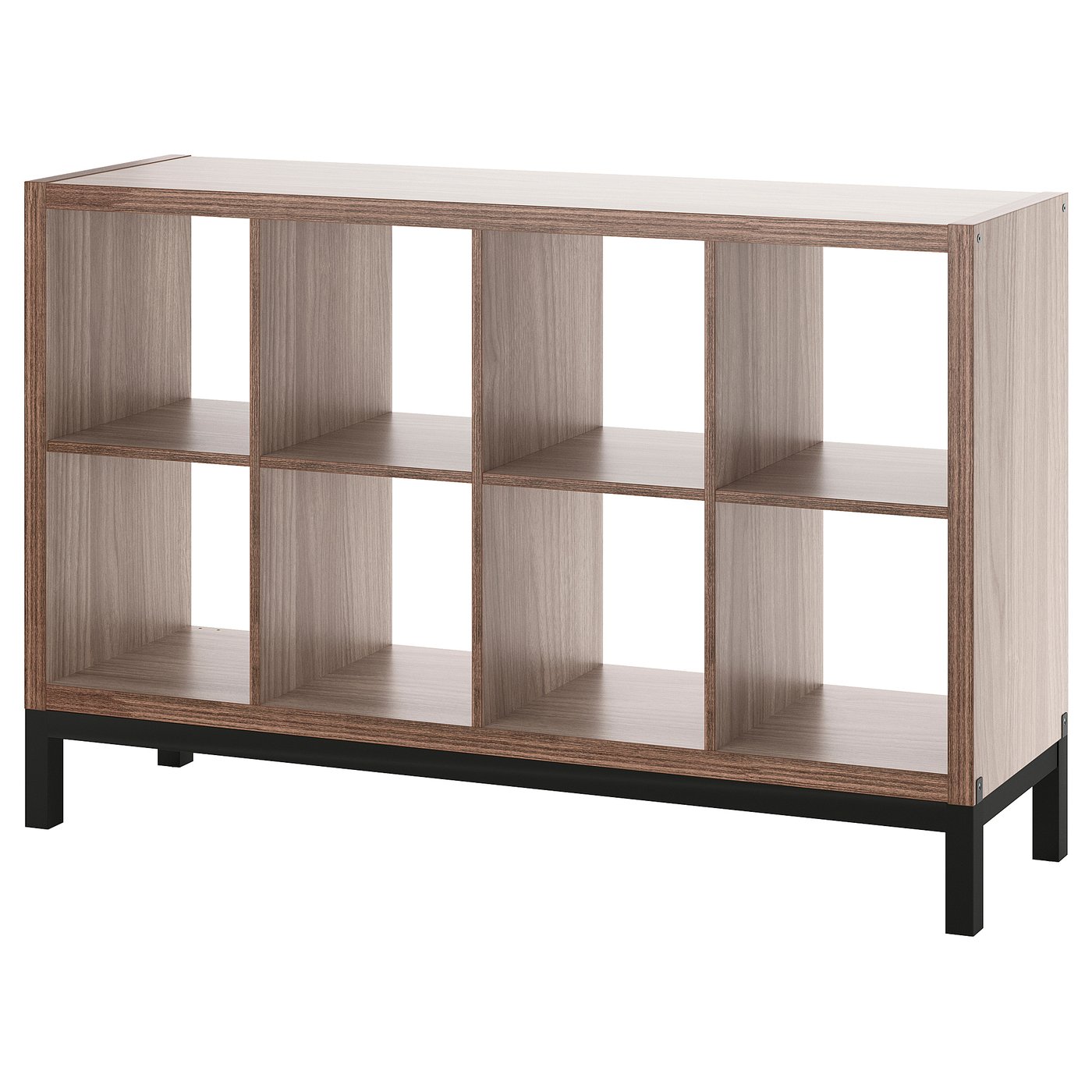 KALLAX shelving unit with underframe, walnut effect/light grey