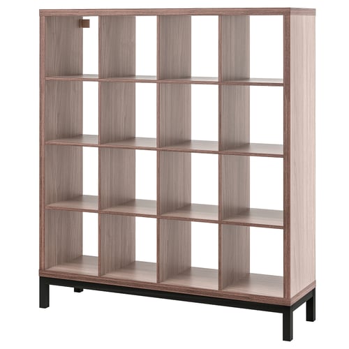 KALLAX shelving unit with underframe, walnut effect/light grey black