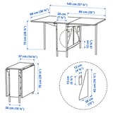 KALLHÄLL Gateleg table with storage, white/light grey, 33/89/145x98 cm