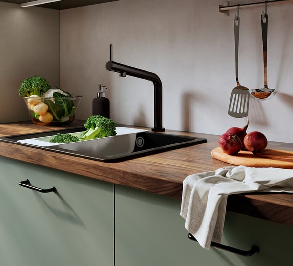 KARLBY Worktop, walnut/veneer, 246x3.8 cm