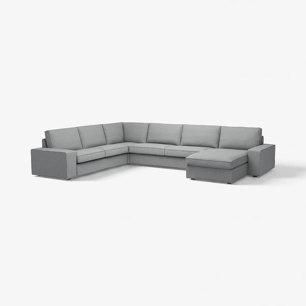 KIVIK Corner sofa, 6-seat w chaise longue, Tibbleby beige/grey