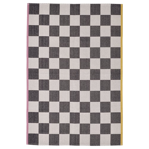 KLASSRUM Rug, flatwoven, white/black, 133x195 cm