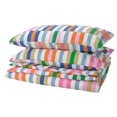 KLIBBKORSÖRT Duvet cover and 2 pillowcases, multicolour, 240x220/50x80 cm
