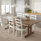 KLIMPFJÄLL / NORDVIKEN Table and 6 chairs, grey-brown/white, 240x95 cm