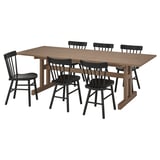 KLIMPFJÄLL / NORRARYD Table and 6 chairs, grey-brown/black, 240x95 cm