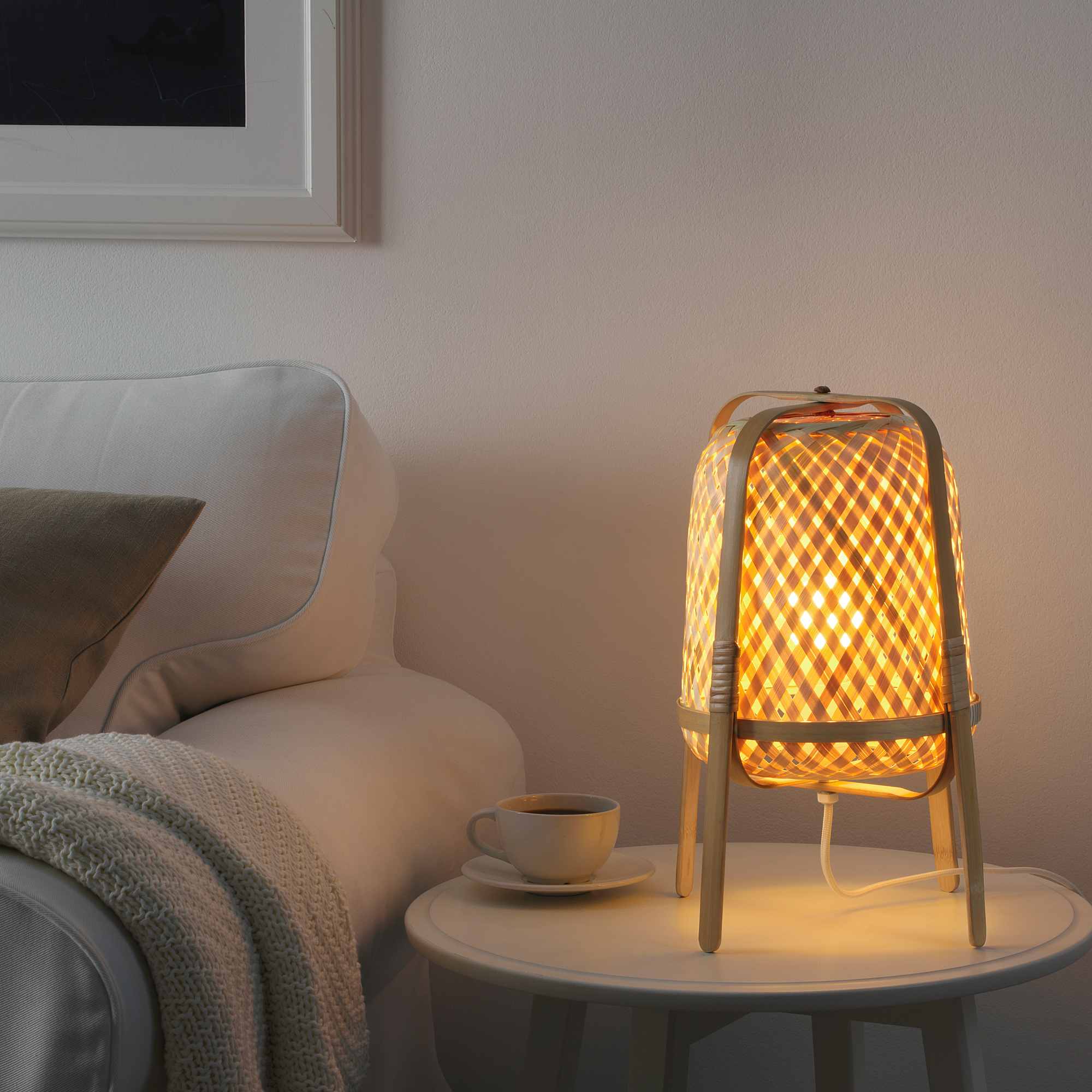 KNIXHULT Table lamp, bamboo/handmade