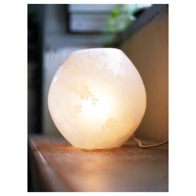 KNUBBIG Table lamp, cherry-blossoms white, 18 cm