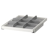 KOMPLEMENT Pull-out tray with divider, white/light grey, 50x58 cm