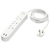 KOPPLA 3-way socket with 2 USB ports, white, 3.0 m