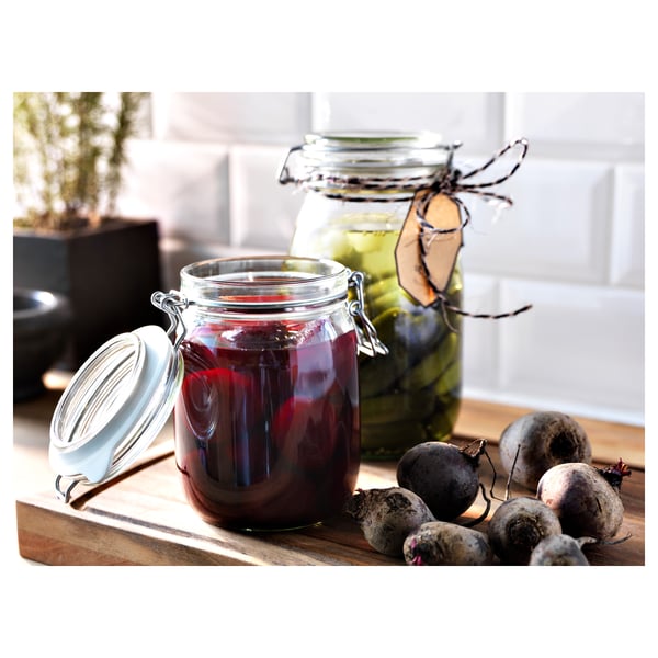 KORKEN Jar with lid, clear glass, 1 l