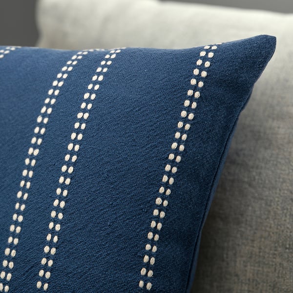 KRUTBRÄNNARE Cushion cover, blue off-white/stripe, 50x50 cm