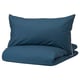 KUNGSBLOMMA Quilt cover and pillowcase, dark blue/white, 150x200/50x80 cm