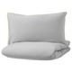 KUNGSBLOMMA Quilt cover and pillowcase, grey/yellow, 150x200/50x80 cm