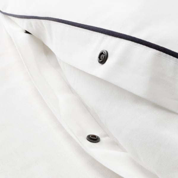 KUNGSBLOMMA Quilt cover and pillowcase, white/grey, 150x200/50x80 cm