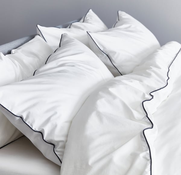 KUNGSBLOMMA Quilt cover and pillowcase, white/grey, 150x200/50x80 cm