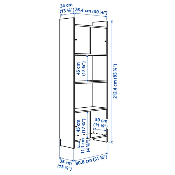 LÅDMAKARE Storage combination w sliding doors, with shelf/oak effect, 81x35x212 cm