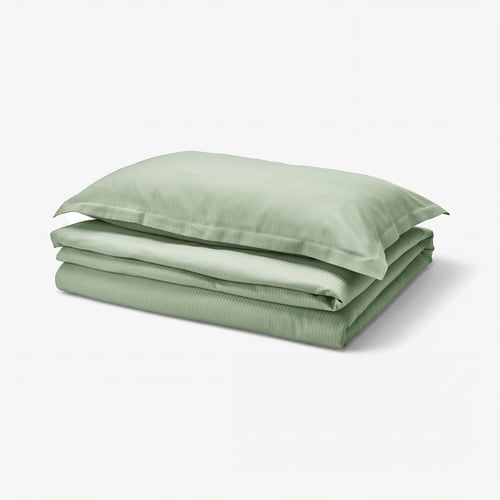 LÄKEVÄNDEROT Duvet cover and pillowcase, light grey-green, 150x200/50x80 cm