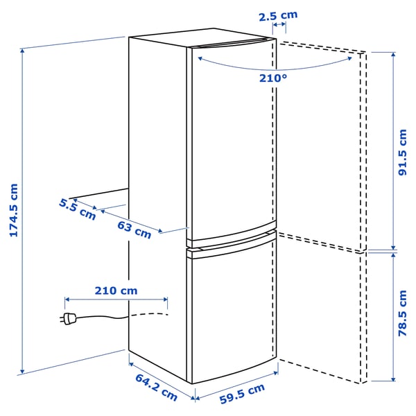 LAGAN Fridge/freezer A+, white, 194/109 l