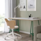 LAGKAPTEN / TILLSLAG Desk, white anthracite/green, 140x60 cm