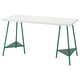 LAGKAPTEN / TILLSLAG Desk, white/green, 140x60 cm