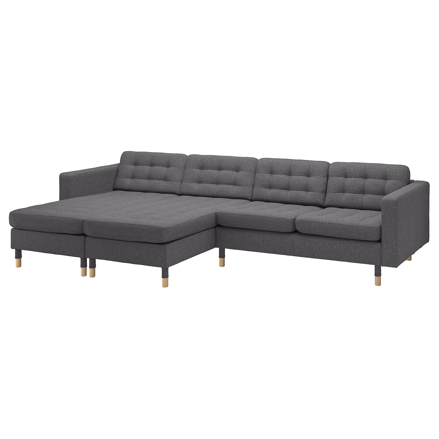 LANDSKRONA 4-seat sofa with chaise longues, Gunnared dark grey