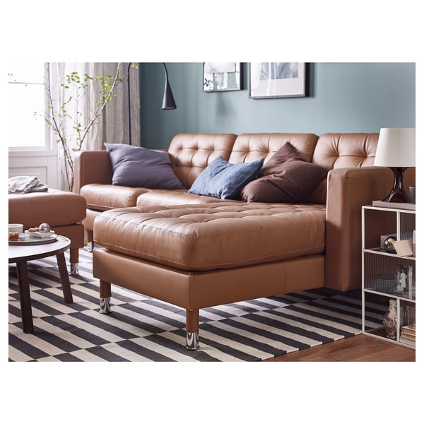 LANDSKRONA Chaise longue, add-on unit, Grann/Bomstad golden-brown/metal