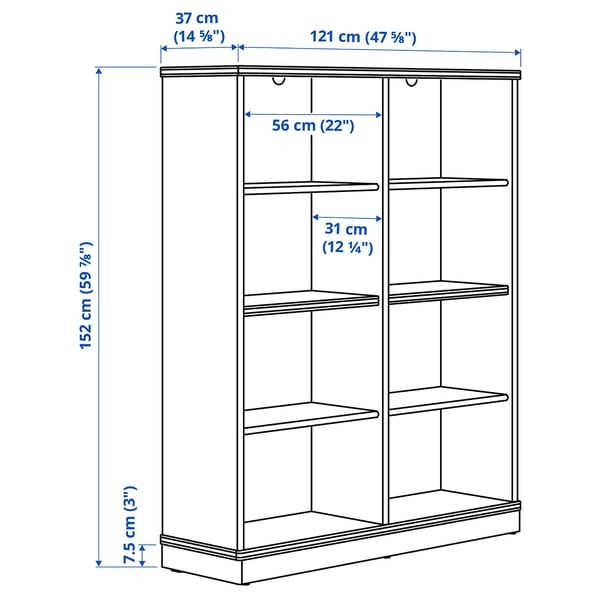 LANESUND Bookcase, grey-brown, 121x37x152 cm