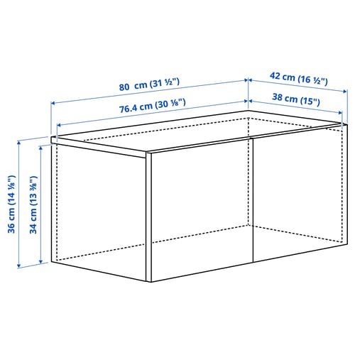 LASTARE Height extension unit with doors, white, 80x42x36 cm