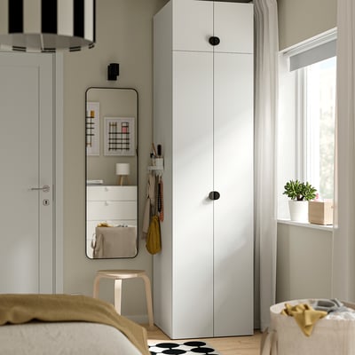 LASTARE Wardrobe combination, white/with height extension unit, 60x62x237 cm