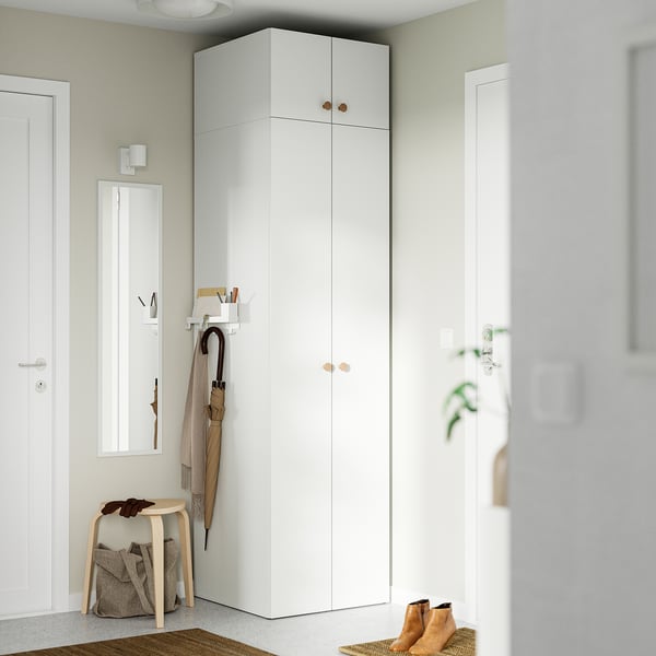 LASTARE Wardrobe combination, white/with height extension unit, 60x62x237 cm