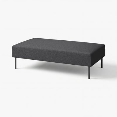 LILLEHEM modern, dark grey fabric sofa with metal legs.