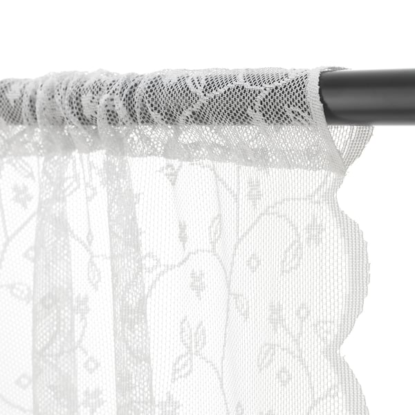 LILLYANA Sheer curtains, 1 pair, white flower/with rod pocket, 145x300 cm