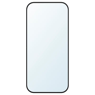LINDBYN Mirror, black, 28x60 cm