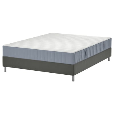 LYNGÖR Divan bed, Valevåg firm/light blue dark grey, 180x200 cm