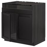 METOD Base cab f HAVSEN double bowl sink, black/Lerhyttan black stained, 80x60 cm