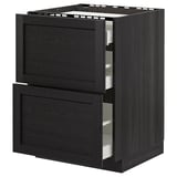 METOD Base cab f hob/2 fronts/3 drawers, black/Lerhyttan black stained, 60x60 cm