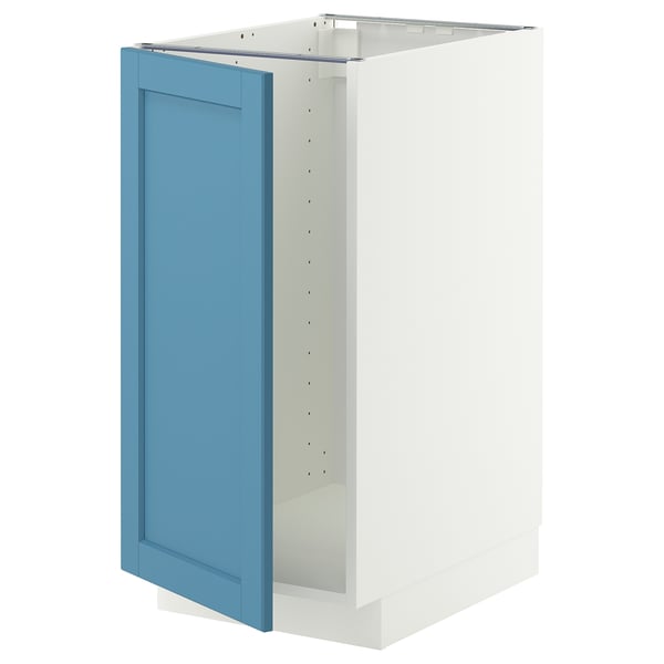 METOD Base cab f sink/waste sorting, white/Lerhyttan blue, 40x60 cm