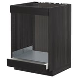 METOD Base cab for hob+oven w drawer, black/Lerhyttan black stained, 60x60 cm
