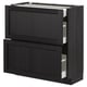 METOD Base cab with 2 fronts/3 drawers, black/Lerhyttan black stained, 80x37 cm