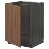 METOD Base cabinet for sink, black Enköping/brown walnut effect, 60x60 cm