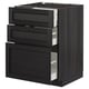 METOD Base cabinet with 3 drawers, black/Lerhyttan black stained, 60x60 cm