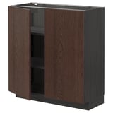 METOD Base cabinet with shelves/2 doors, black/Sinarp brown, 80x37 cm