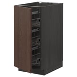 METOD Base cabinet with wire baskets, black/Sinarp brown, 40x60 cm