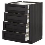 METOD Base cb 4 frnts/2 low/3 md drwrs, black/Lerhyttan black stained, 60x60 cm