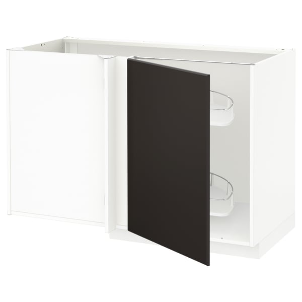 Metod خزانة قاعدة ركنية مع سحب للخارج أبيض Kungsbacka فحمي Ikea