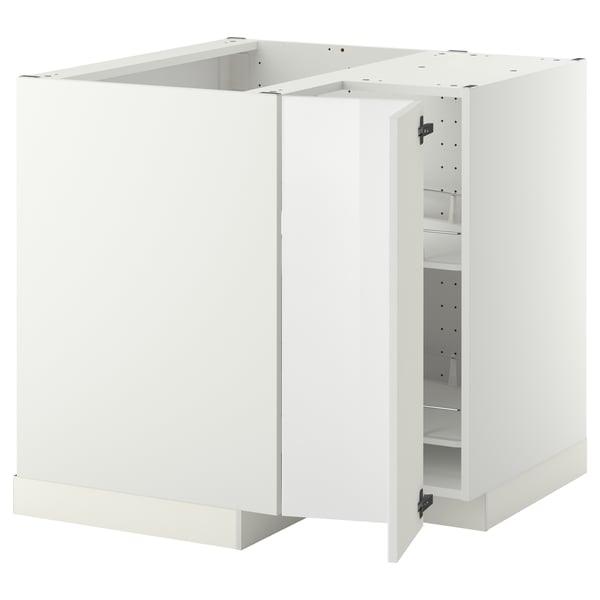 METOD Corner base cabinet with carousel, white/Ringhult white, 88x88 cm