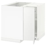 METOD Corner base cabinet with carousel, white/Voxtorp matt white, 88x88 cm