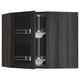 METOD Corner wall cab w carousel/glass dr, black/Lerhyttan black stained, 68x60 cm