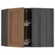 METOD Corner wall cabinet with carousel, black Enköping/brown walnut effect, 68x60 cm